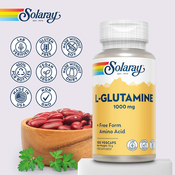 - L-Glutamine - 100 Vegan Capsules - High Strength Glutamine Amino Acid - Post Workout Recovery Supplement for Men & Women - Lab Verified & Magnesium Stearate Free - Made in the USA