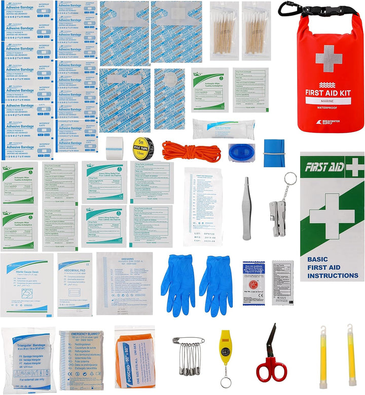 ™ Waterproof Marine First Aid Kit Boat Safety Tool Set, 100 Pieces AFAK Emergency Supplies in Dry Bag, IFAK Trauma Kit for Kayaking, Jet Skiing, Fishing, Surfing, Sailing