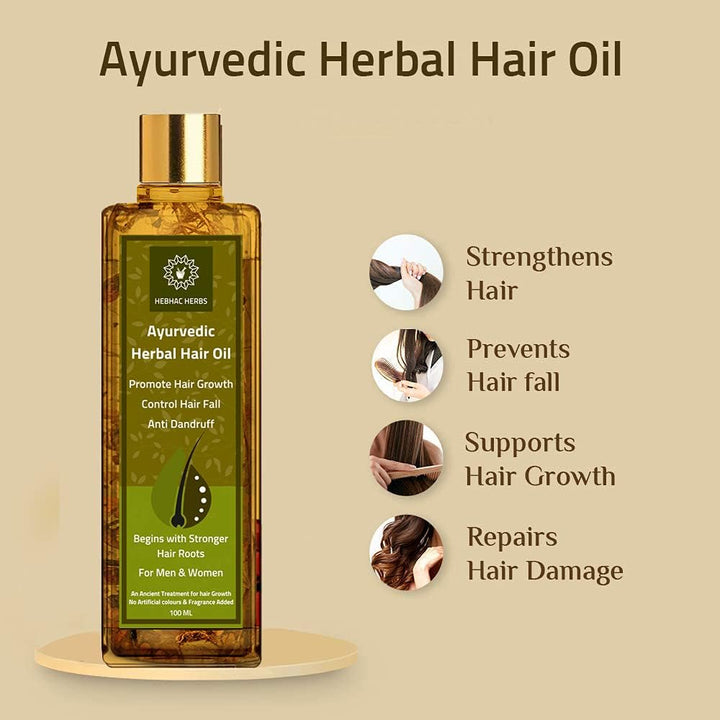 Ayurvedic Herbal Hair Oil Made with 21 Ayurvedic Herbs, Multipurpose Dandruff, Hair Fall (100Ml) Traditional Herbal Hair Oil for Men and Women | 100% Natural Indian Herbs