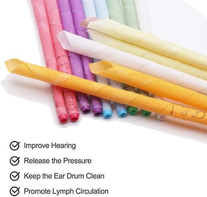 32Pcs Ear Candle for Aromatherapy, Natural Pure Beeswax Ear Candle Remove Ear Wax, with 16 Protective Disks
