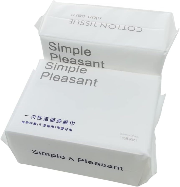 2PACKS Wet/Dry Unscented Cotton Wipe Towel; Ultra Soft Baby Care Tissue, Absorbent Wipes for Sensitive Skin Washing Face Eye Makeup Remover Nail Polish, Disposable Use (Pearl Textured, 5.9X7.9Inch)