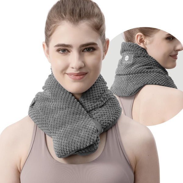 Microwave Neck Heat Pad Warmer with Washable Cover Wide Weighted Heated Neck Wrap Pain Relief Heating Pack Microwavable Wheat Bags Hot Therapy