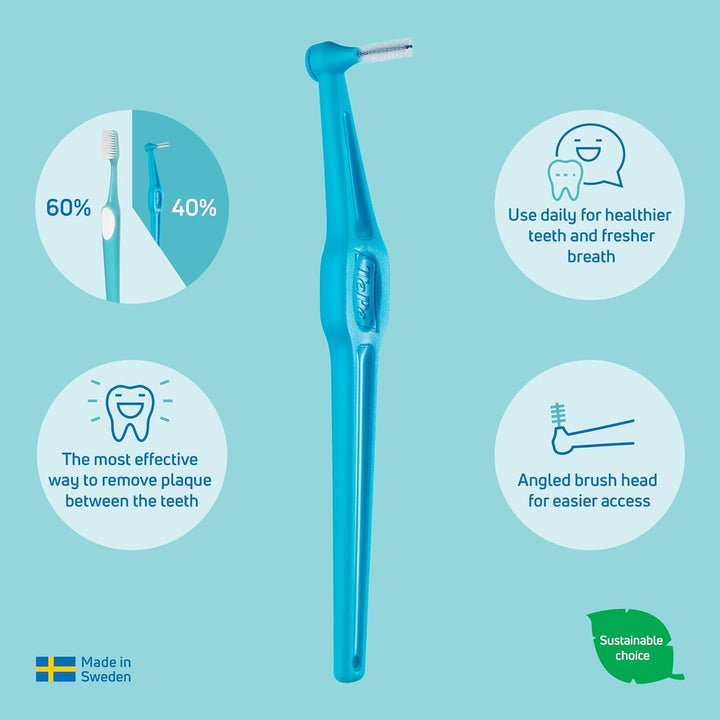 Interdental Brush Angle, Red, 0.5Mm/Iso 2, 6Pcs, Interspace Cleaning, Plaque Remover for Teeth with Narrow Gaps, Ensures Strong Gums and Teeth, Carton Pack