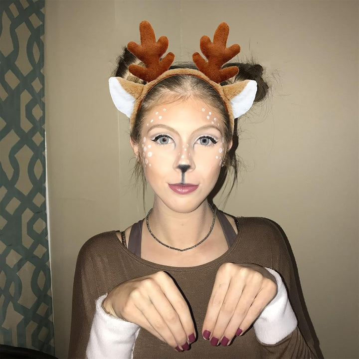 Animal Ears Headband - Reindeer Antlers for Christmas & Halloween, Dark Brown