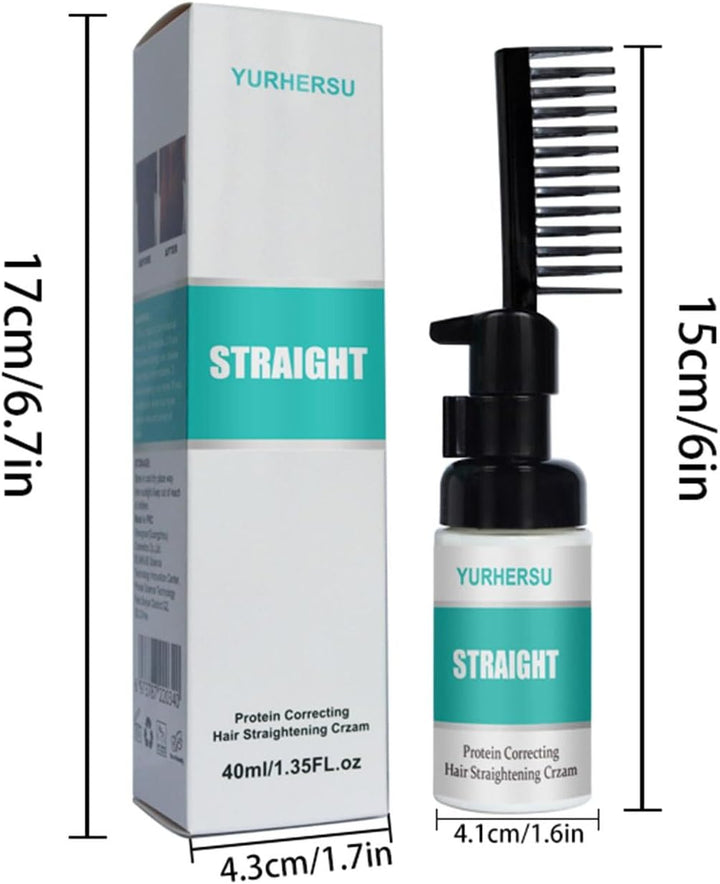 Hair Straightening Cream | 1.35Fl.Oz Hair Straightener Cream | Straightening Hair Cream with Comb | Professional Smoothing Softening Hair Perm Kit | Silk & Gloss Hair Repair Damaged Hair Curly Hair