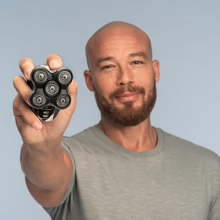 Electric Head Shaver for Bald Men (5 Cutting Heads, Skin Close Results, 0.2Mm), (Waterproof, Detail Trimmer, 50-Minute Runtime, Easy Clean Hair Pocket, Travel Pouch) Electric Razor - XR1501