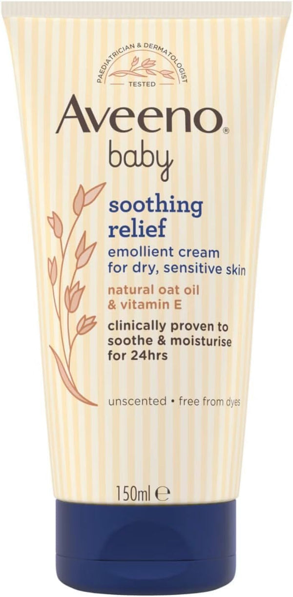 Soothing Relief Emollient Cream (1X 150Ml), Unscented Baby Cream with Natural Oil & Vitamin E, Soothes and Moisturises for 24 Hours, for Dry, Sensitive Skin Prone to Irritation