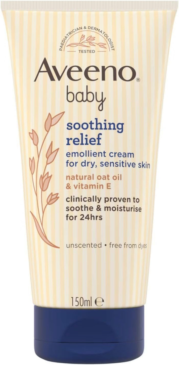 Soothing Relief Emollient Cream (1X 150Ml), Unscented Baby Cream with Natural Oil & Vitamin E, Soothes and Moisturises for 24 Hours, for Dry, Sensitive Skin Prone to Irritation