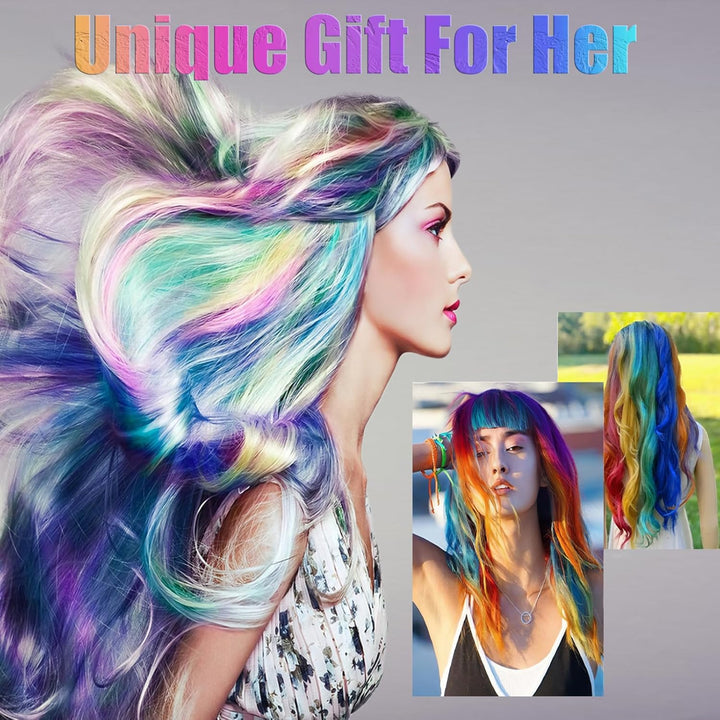 20PCS DIY Clip in Coloured Hair Extensions for Kids, Girls, Women - 22 Inch Silky Rainbow Straight Extensions, 10 Colours for Party Highlights and Crazy Hair Day