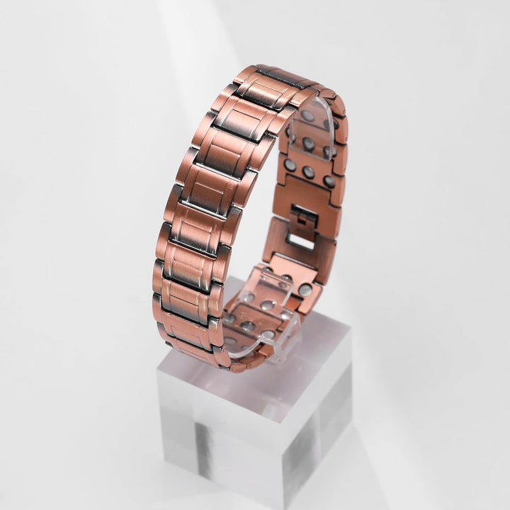 99.99% Soild Copper Bracelets for Men,3X Magnetic Bracelets Men with Ultra Strength Magnets,Adjustable Size&Jewelry Gift Box