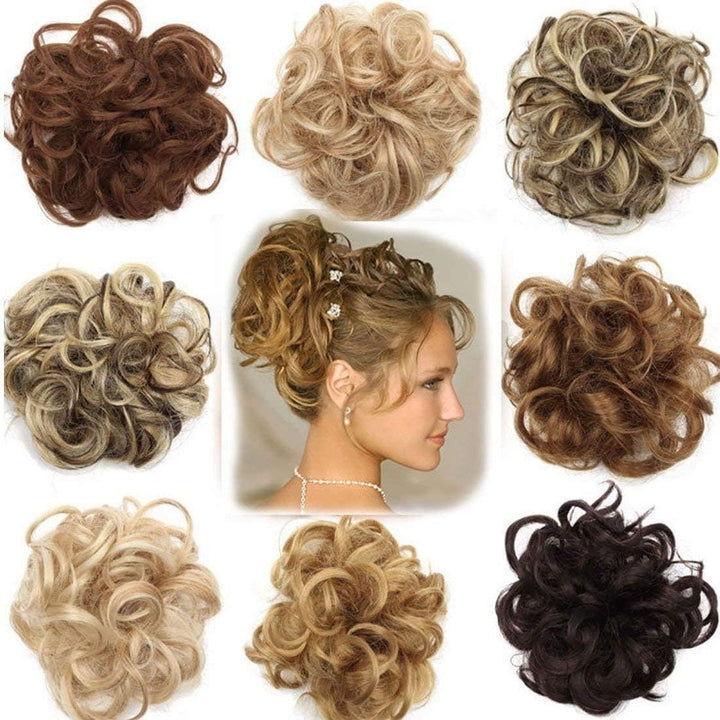 Scrunchy Scrunchie Bun Updo Hairpiece Hair Ribbon Ponytail Extensions Hair Extensions Wavy Curly Messy Hairs Bun Donut Hairs Chignons Wig Light Brown to Ash Blonde