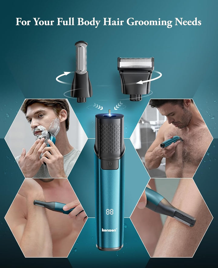 2In1 Manscape Body Hair Trimmer & Beard Trimmer for Men, Safe Cordless Mens Body Shaver for Pube, Waterproof Pubic Groin Hair Shaver for Men, Mens Grooming Kits for Pubic Hair/50 Times Usage