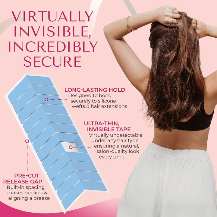 144 Pcs Hair Extension Tapes Double Sided Ultra Hold - Tape Hair Extensions, Tape Extensions Hair Tape, Hair Tapes, Tape-In Extension Retape, 4 X 0.8Cm Pre Cut Tabs
