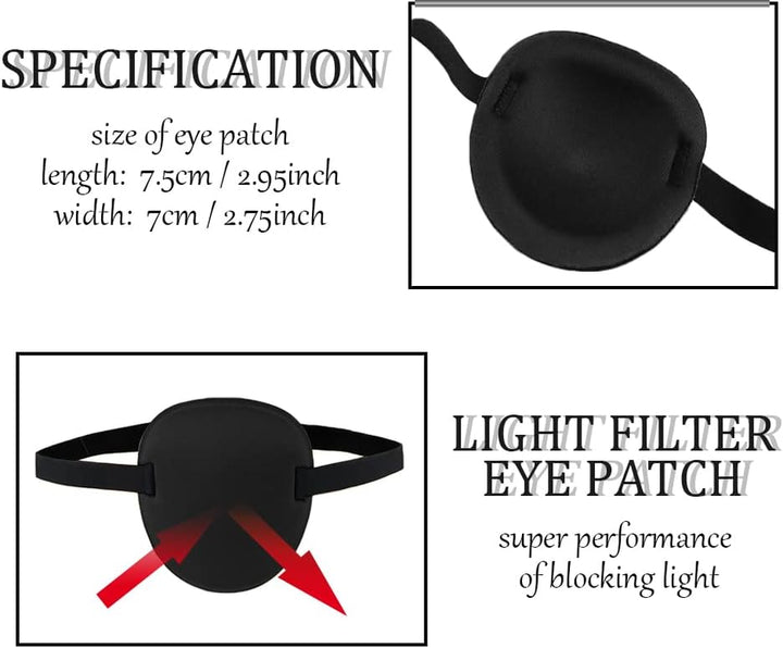 Eye Patch, Adjustable Medical Eye Patches for Adults, Pirate Eye Patch for Treat Lazy Eye Amblyopia Strabismus