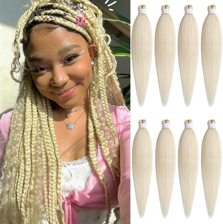 3 Packs Pre Stretched Braiding Hair Extension Yaki Texture EZ Braids Hair for Coi Leray Braids Black Braiding Crochet Hair Extensions /30 Inch 1B#