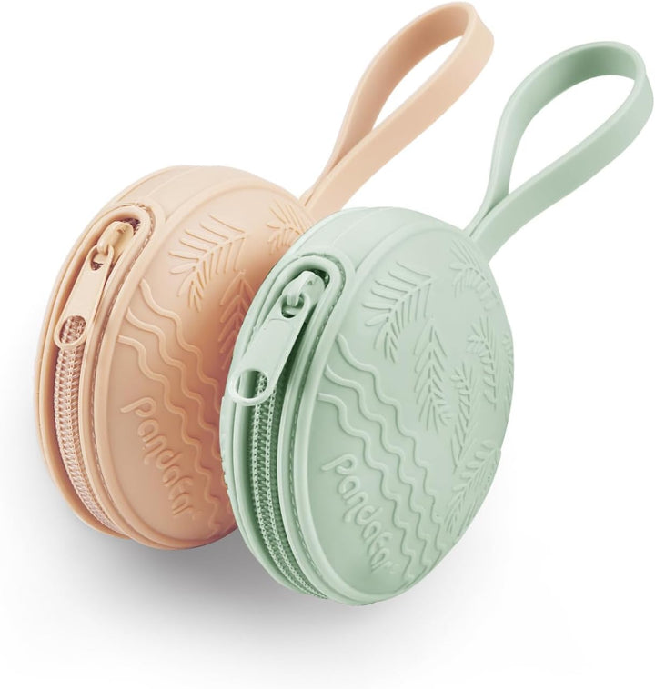 4 Pack Dummy Holder Case| 2 Silicone Pacifier Holder Case & 2 Transparent Dummy Box Cover Snoother Pods| Universal Pacifier Box Accessories Holders for Travel| BPA Free