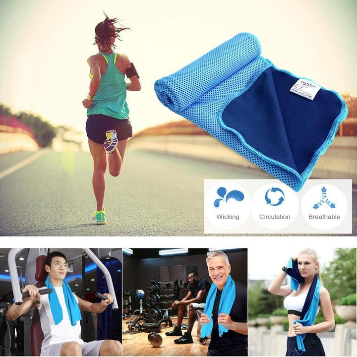 Cooling Towel, Ice Cold Sports Sweat Towel for Instant Relief Perfect for Cooling Scarf Neck,Forehead, Wristband, Bandana, Stay Cool from over Heating during All Kinds of Sports and Exercise