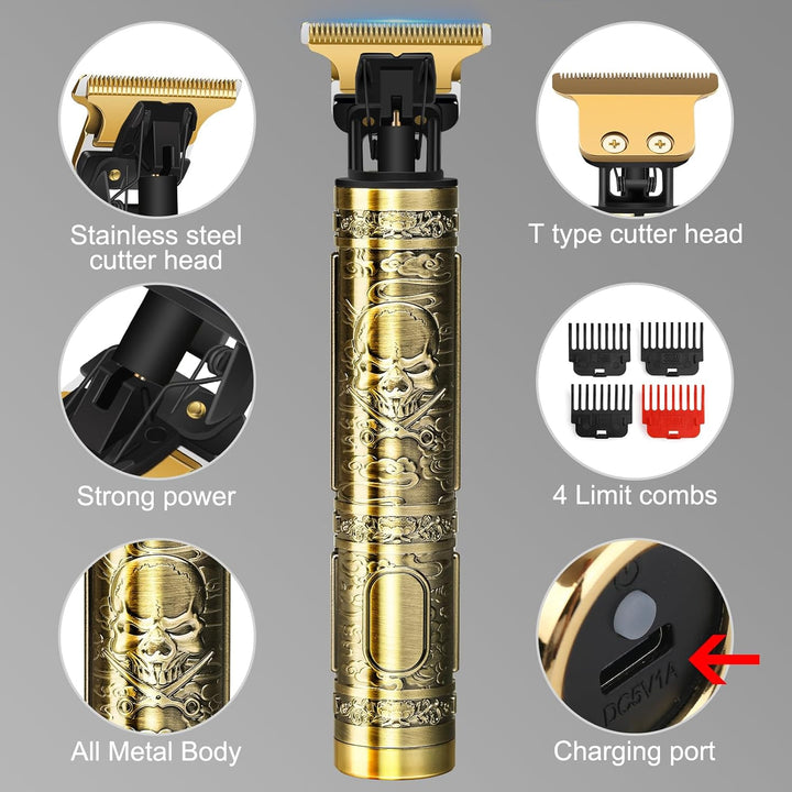 Hair Clippers for Men, Rechargeable Beard Trimmer with 4 Limit Combs, Grooming Kit for Barbers Haircut, USB Type-C Charging, Professional Shaver Gifts