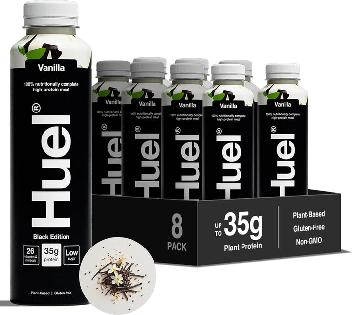 Black Edition Ready-To-Drink, 8 X 500Ml Bottles, Protein Shakes, Chocolate Flavour, High Protein Drink, 35G Protein per Bottle, Rich in Vitamin D, Fatty Acids, Calcium, Ready Meals