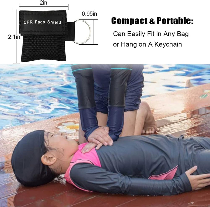 CPR Face Shield Mask, Keychain Mask Disposable Emergency Kit CPR Face Shields Pocket Mask for First Aid Cardiac Resuscitation Training