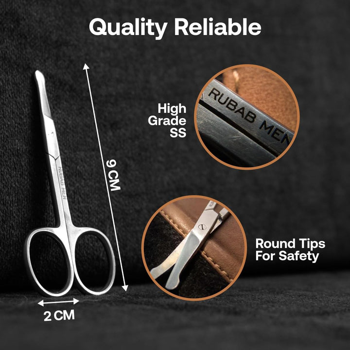 Nasal Safety Personal Grooming Scissor for Nose Hair, Beard, Mustache and Eyebrow | Safety Blunt round Tip & Heavy Duty Non Rusting SS Metal | Travel Friendly