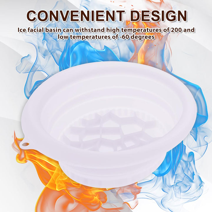 Face Bowl for Ice,Silicone Face Ice Bath Bowl with Built in Tray, Foldable Facebowl with Built-In Icetray, Portable Quick Cooling Facial Washing Basin for Soothe Skin Home Use or Travel (Purple)