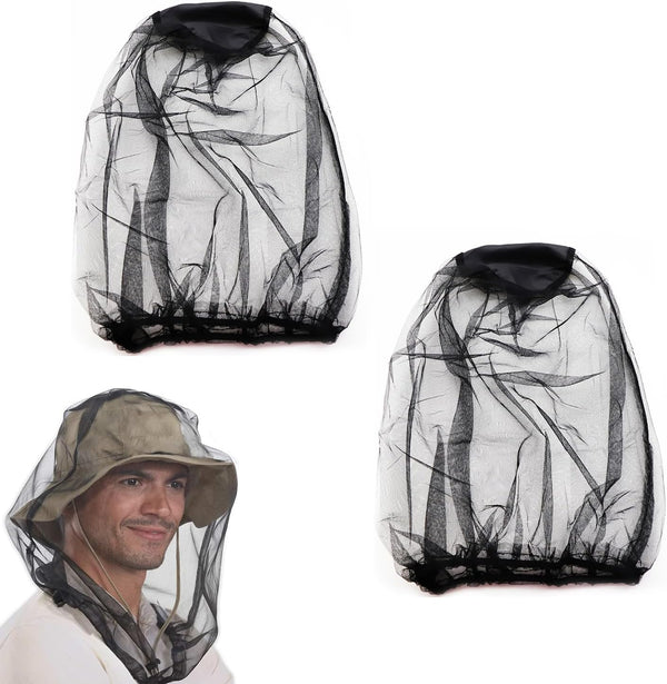 2Pcs Midge Head Net Mosquito Head Protecting Net Face Mesh for Mosquitoes Bugs Fly Insects Gnats Midges Encrypted Fine Mesh Insect Netting Cover for Outdoor Fishing Camping Hiking Climbing Walking