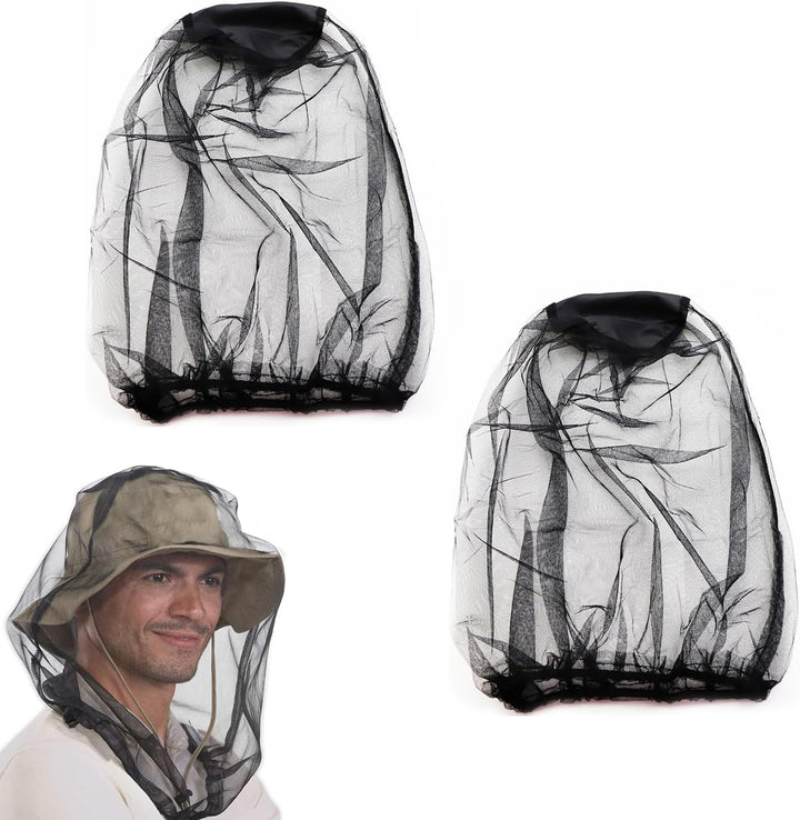 2Pcs Midge Head Net Mosquito Head Protecting Net Face Mesh for Mosquitoes Bugs Fly Insects Gnats Midges Encrypted Fine Mesh Insect Netting Cover for Outdoor Fishing Camping Hiking Climbing Walking