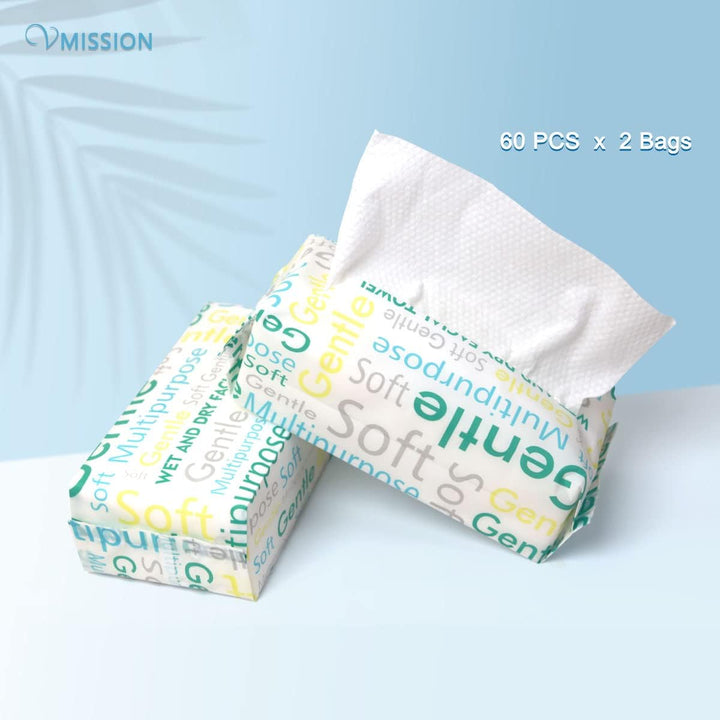 Face Towel 120 Counts, Cotton Tissue Dry Face Wipes for Women, Unscented and Ultra Soft Disposable Face Towel, Cotton Dry Baby Wipes , Make up Removing Thickening for Sensitive Skin 20X20Cm