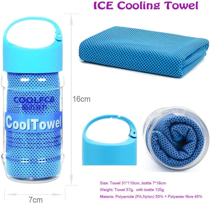 Cooling Towel, Ice Cold Sports Sweat Towel for Instant Relief Perfect for Cooling Scarf Neck,Forehead, Wristband, Bandana, Stay Cool from over Heating during All Kinds of Sports and Exercise
