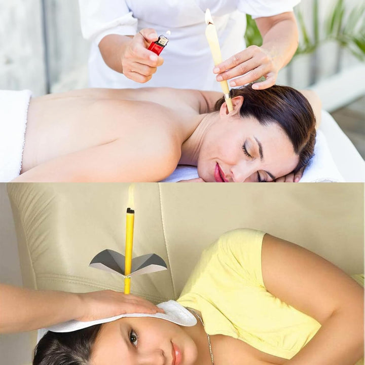 Ear Candles for Wax Removal, 10 PCS Ear Candles for Relieve Ears, Hopi Ear Candle Kit with 5 Protective Disks+10 Cotton Swab, Hopi Ear Candles UK, Earwax Removal Candling for Ear Cleaning