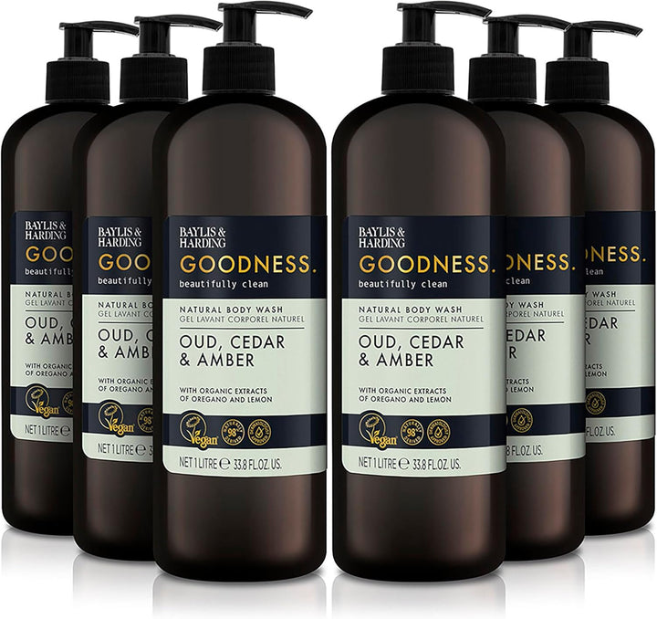 Goodness Oud, Cedar and Amber Body Wash, 500 Ml (Pack of 3) - Vegan Friendly