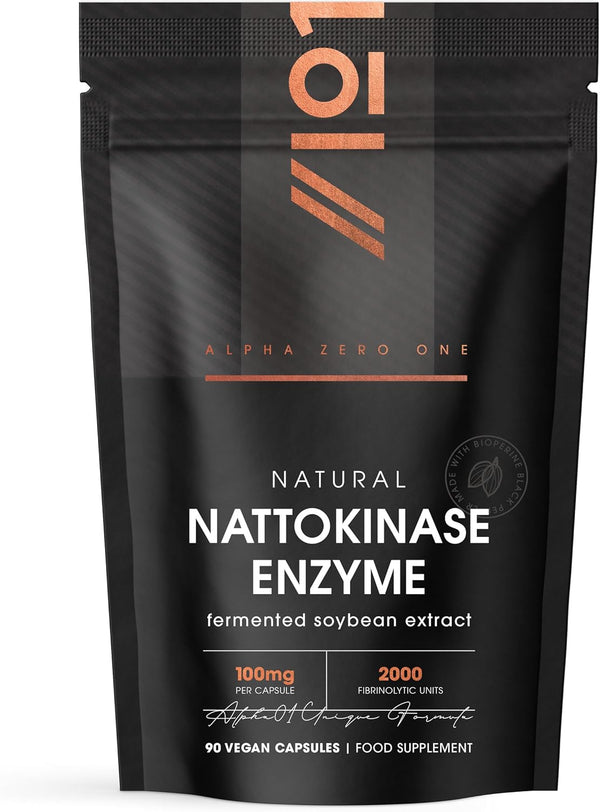 Nattokinase 100Mg (2000 FU) – Made with Bioperine® for Enhanced Abosorption - 90 Vegan Capsules (3 Months Supply) - Resealable and Recyclable Pouch by