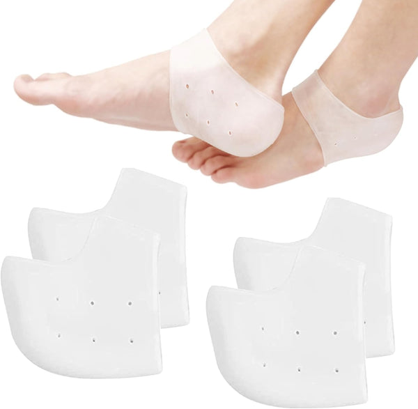 Silicone Heel Protectors - 4Pcs Soft Gel Blister Prevention, Heel Cups & Ankle Protectors for Plantar Fasciitis Relief, Comfortable & Durable Shoe Heel Socks for Men and Women
