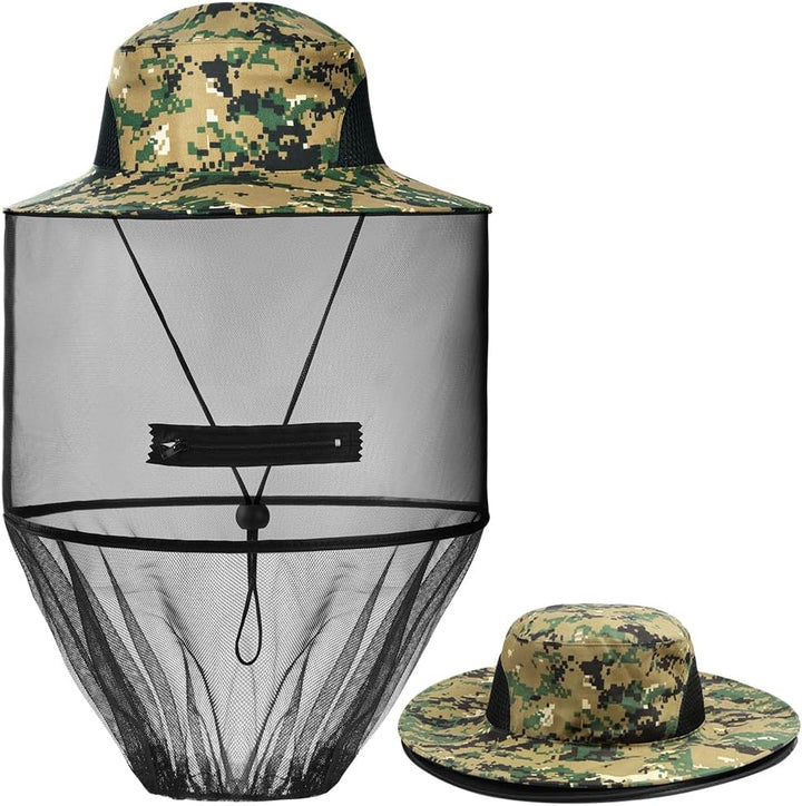 Mosquito Head Net Hat, Mosquito Hat with Removable Netting, Bee Keeper Hat, Anti-Mosquito Fishing Hat, Camping Mosquito Hat, Midgie Face Cover, Portable Midge Head Net Hat for Outdoor Hiking
