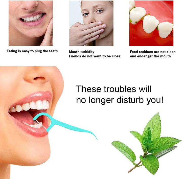 Dental Floss Picks,Dental Floss Sticks for Teeth Cleaning(100Pcs,Mint)