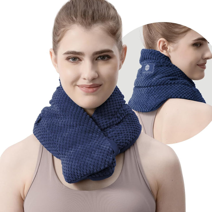 Microwave Neck Heat Pad Warmer with Washable Cover Wide Weighted Heated Neck Wrap Pain Relief Heating Pack Microwavable Wheat Bags Hot Therapy