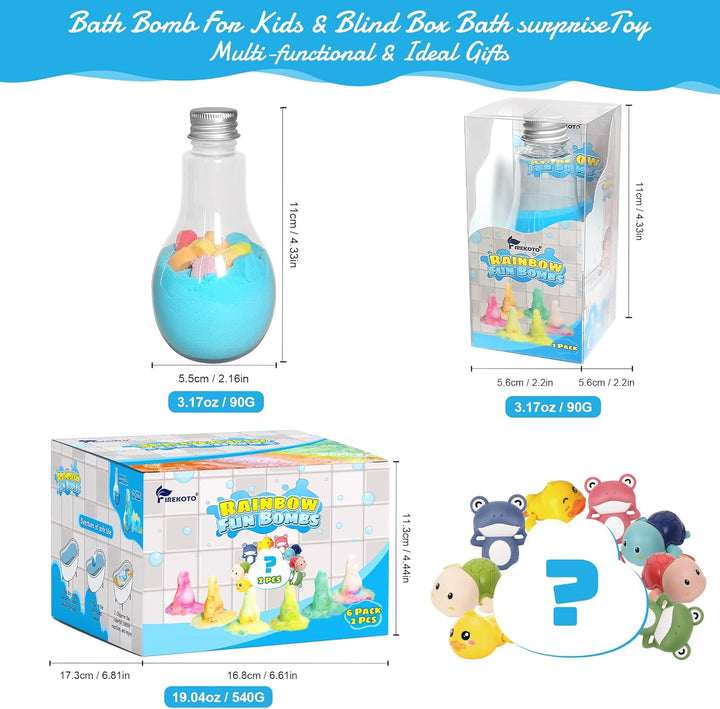 ®Kids Bath Bombs Kit - 6Pcs Bubble Bottles & 2Pcs Surprise Box Toy,Interactive Science Toys for Kids,Fun Bubble Bath Gift丨Idea Birthday Gifts for Girls Boys-8-Pack