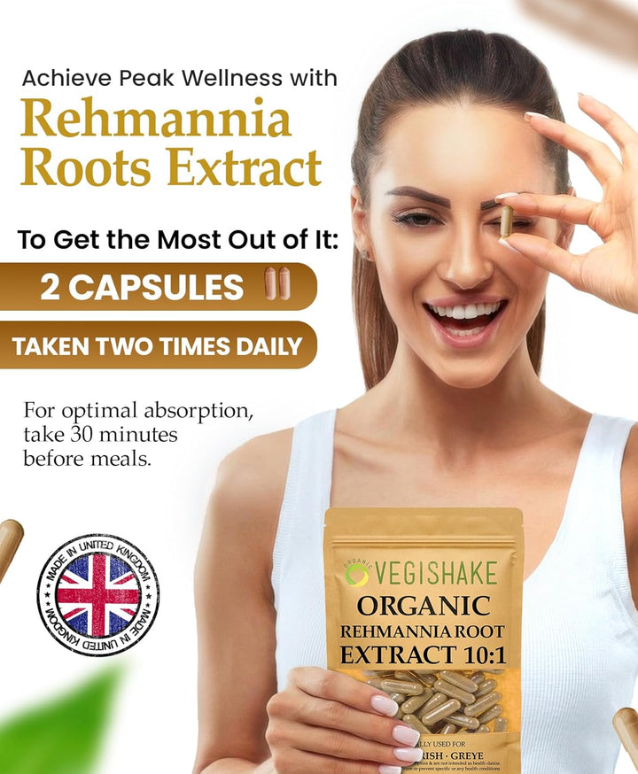 Rehmannia Root HPMC Capsules 980Mg Prevent Grey Hairs Maintain Hair Colour Health Fatigue Kidney Adrenal Glands Vegan Halal Kosher (90 Capsules)