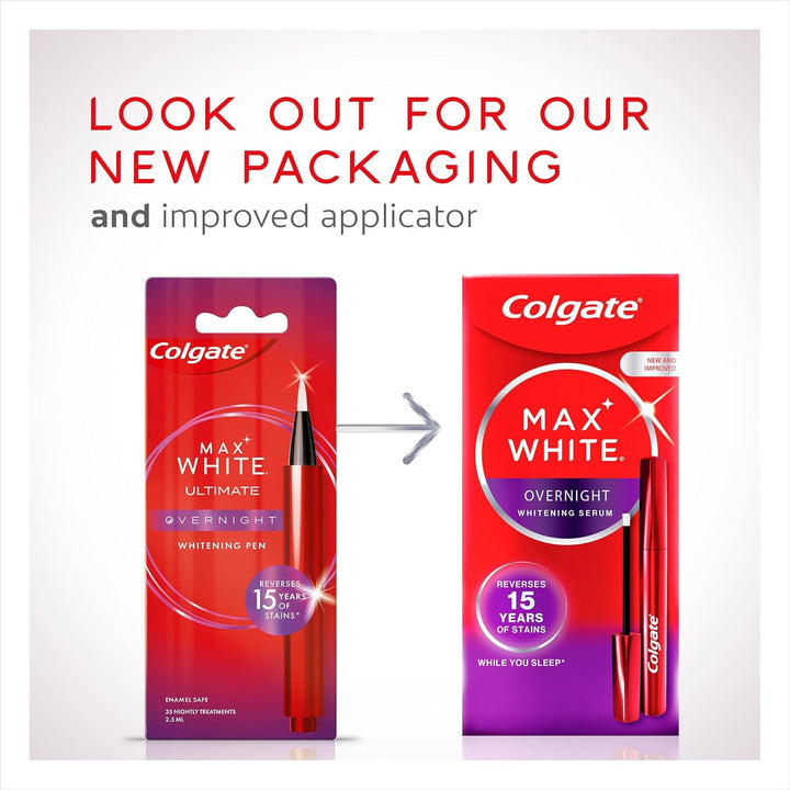 Max White Overnight Teeth Whitening Serum - Home Teeth Whitening Pen - Reverses 15 Years of Stains* While You Sleep - New and Improved Applicator - Enamel-Safe - Easy to Use