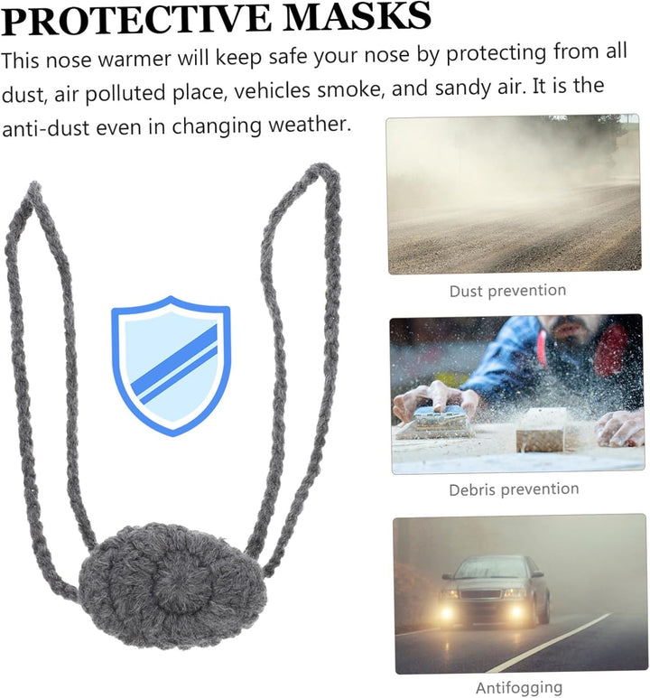 Grey Nose Warmer Wool Weaving Breathable Mask Unisex Nose Antifreeze Cover for Winter Cold Weather Protection