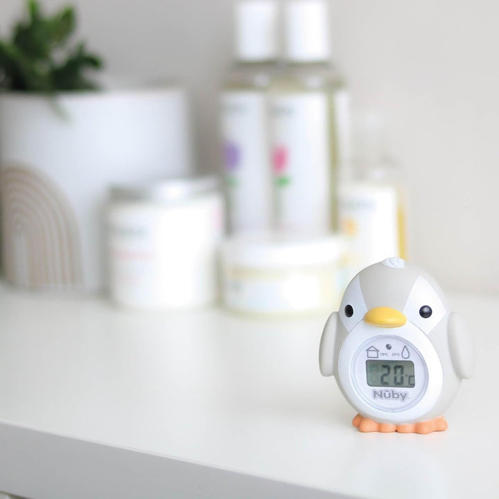 Penguin Baby Bath Thermometer - Digital Thermometer with Easy to Read Screen | BPA Free | Suitable from Birth (Grey)