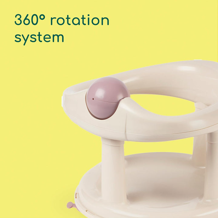 Swivel Bath Seat, 6 - 12 Months, Max. 10 Kg, Child Bath Support Seat, Non-Slip, Ergonomical, Suction Cups, Beige
