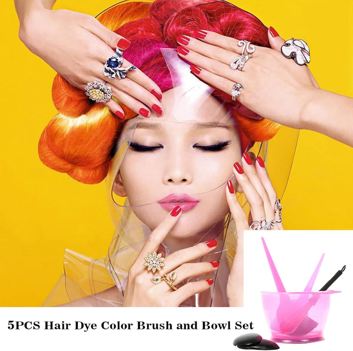 5PCS Hair Dye Color Brush and Bowl Set Ear Caps Dye Mixer Hair Tint Dying Coloring Applicator