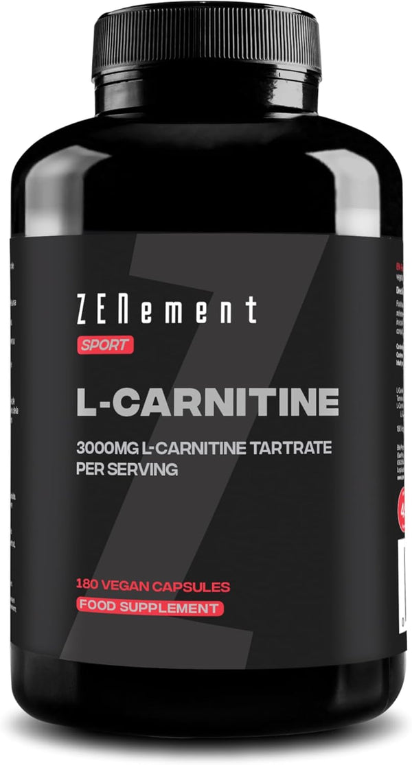 L-Carnitine 3000 Mg – 180 High-Dosage Capsules – for an Active Lifestyle – Vegan Capsules, Free from Gluten, Lactose & Soy – Sports Supplement –