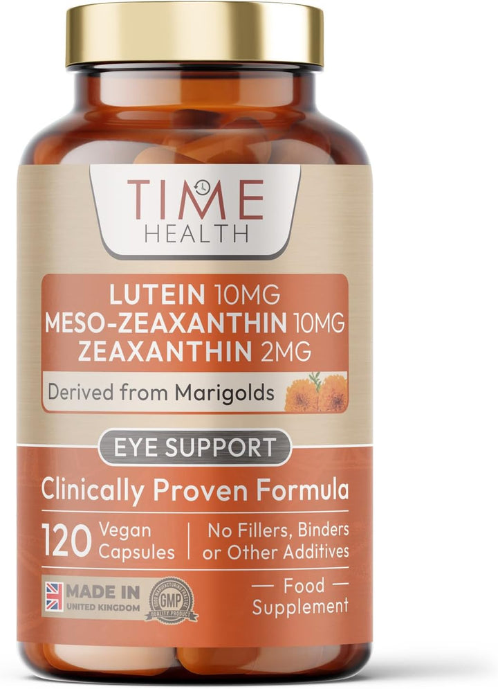Lutein 10Mg - Meso-Zeaxanthin 10Mg - Zeaxanthin 2Mg – Micro-Encapsulated Formula – 100% Pure Natural Highly Bioavailable – UK Manufactured (120 Capsules)