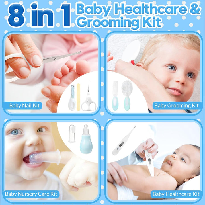 Little Angel Baby Grooming Kit,Baby Health Care Kit,10Pcs Baby Care Kit with Nice Compact Case,Ideal for Newborn, Baby and Infant,Blue