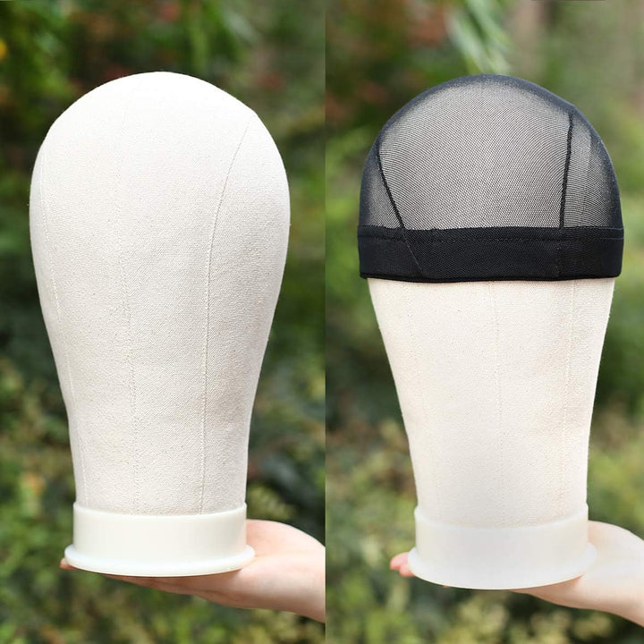 21"-24" Canvas Wig Head Poly Manikin Head for Making/Drying/Styling Wigs Model Training Head Professional Mannequin Head with 20 Pcs T Pins and Clamp Stand 23 Inch