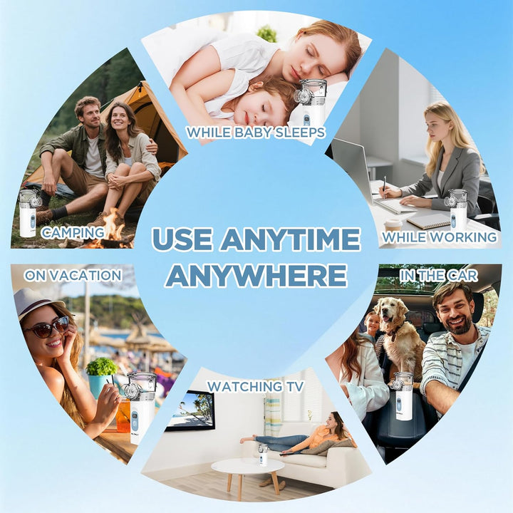 Nebuliser Machine for Adults, Quiet Inhaler with Included Storage Bag, Rechargeable with 2 Masks & Mouthpiece, Easy to Use and Clean,Perfect Nebulizer for Travel and Home Use