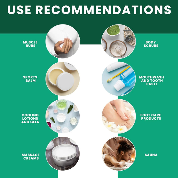 Menthol Crystals - 100 Gr - Cooling and Freshening Effect, Used as Ingredient in Cosmetic Formulation, Sauna Accessories, Sauna Infusion, 100% Natural Mint Oil